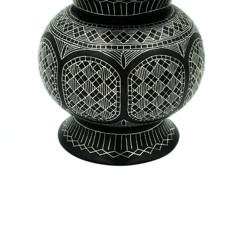 Bidri Suray Wide Face Vase Tarkashi Work view 2