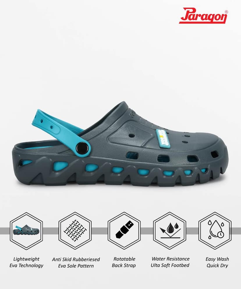 Paragon Men's Slip-on Grey-Turquoise Sandals for Men | Comfortable Sole & Durable view 9