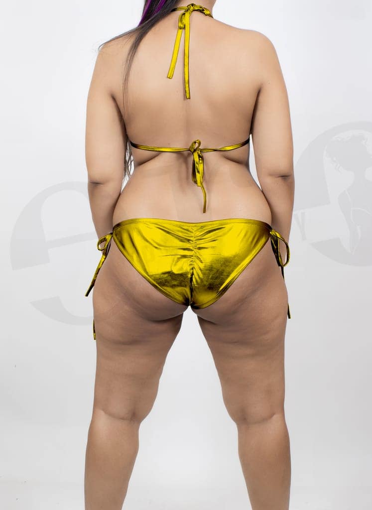 Golden Shiny, Stretchy Red Metallic Free Size Lingerie Set for Women view 2