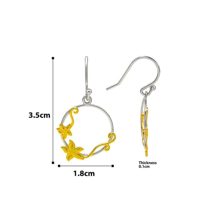 18k Gold Plated Two Tone Silver Lily Circlets Earrings view 4