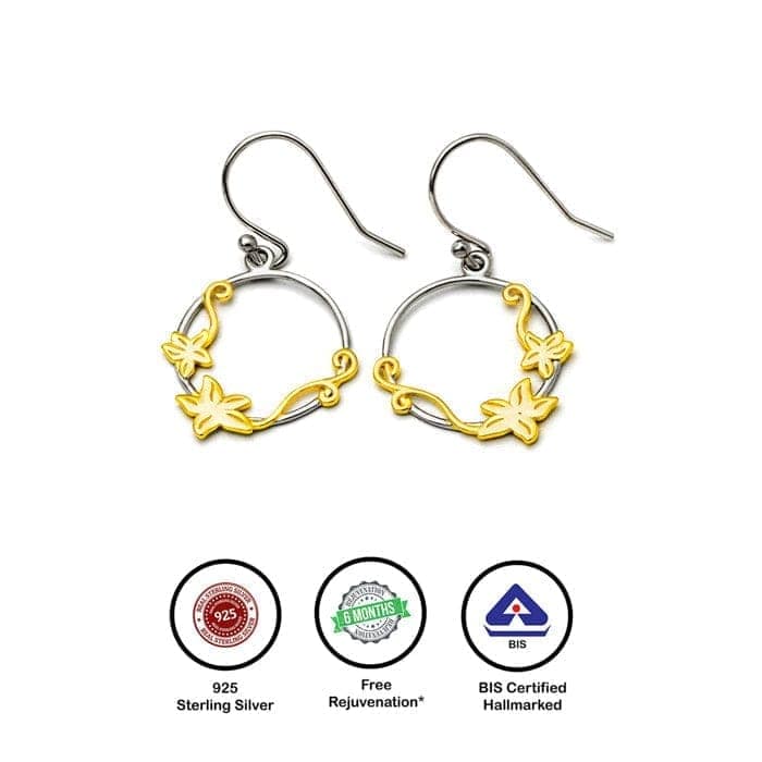 18k Gold Plated Two Tone Silver Lily Circlets Earrings view 6