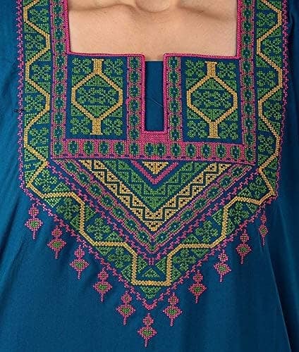VALENCIA SLEEPWEAR lissybissy Cotton Resham Embroidery Nighty Night Gown Maxi for Women A line (Green view 3