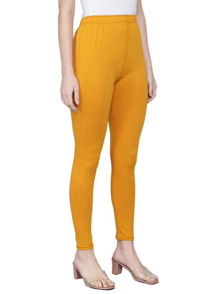 SOFT COLORS Women's Skinny Fit Ethnic Wear Ankle Length Leggings (Mustard Color) view 4