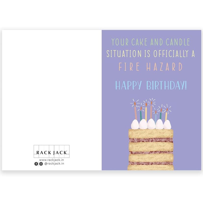 Rack Jack funny birthday greeting card - fire hazard view 3