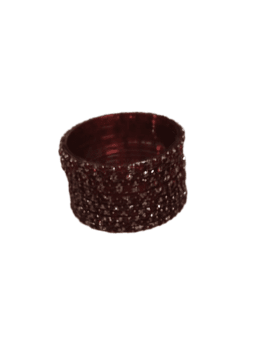 Indian Bangle Set - Maroon and White Rhinestone Bangle Set view 4