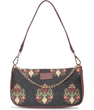Zouk Sling Bag Jute Set of 1 ( Green )