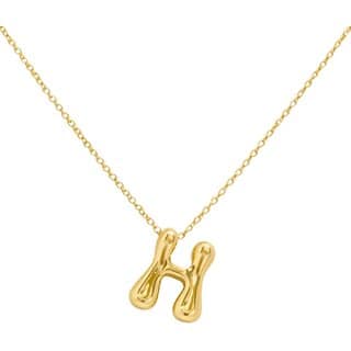 KIMTI Initial letter pendant Necklace (Bubble H Initial Pendant Necklace)