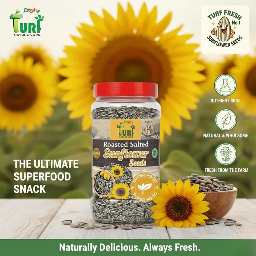 TURF FRESH - Roasted Salted Jumbo Sunflower Seeds,Surajmukhi Beej – The Ultimate Superfood Snack! A+ GRADE SEEDS Healthy Snacks view 3