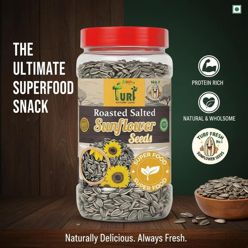 TURF FRESH - Roasted Salted Jumbo Sunflower Seeds,Surajmukhi Beej – The Ultimate Superfood Snack! A+ GRADE SEEDS Healthy Snacks view 4
