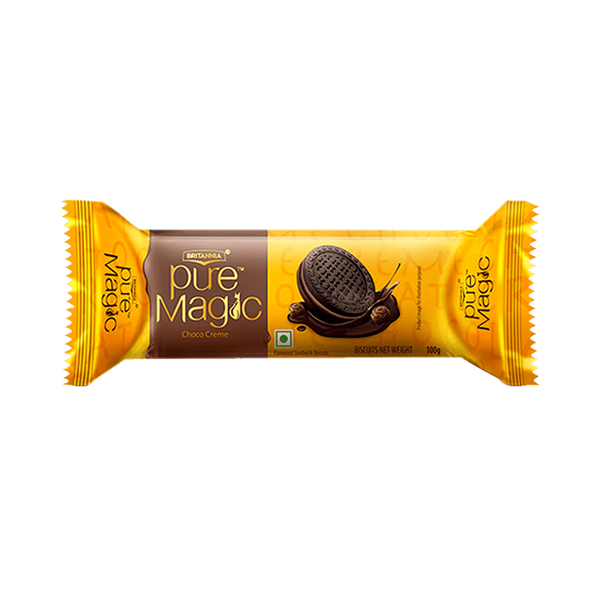 Britannia Pure Magic Creme Biscuits - Choco, 100 G Pouch