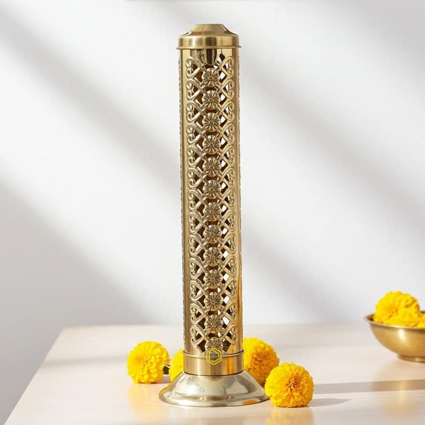 Brass Agarbatti Stand, Height : 10.6 Inch (ZMAS161 A)