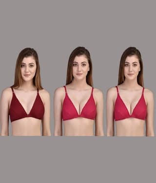 Zourt Pack of 3 Cotton Non Padded Women's Minimizer Bra ( Multicolor )