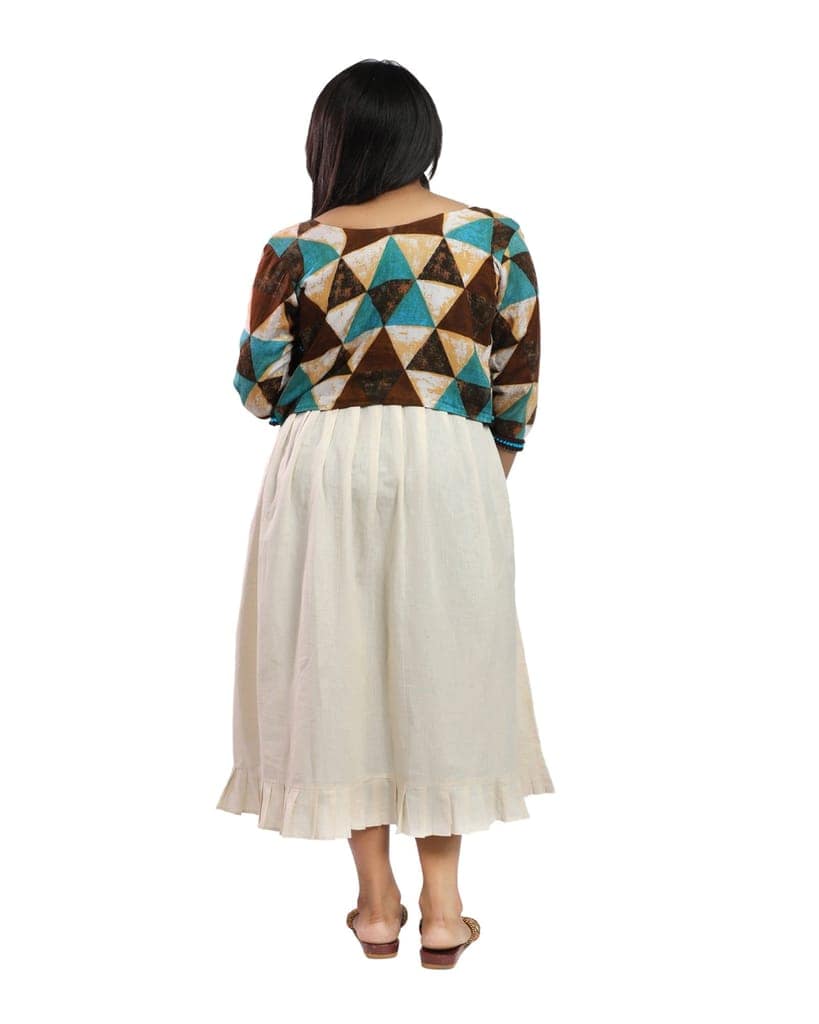 Blue Cotton Linen Printed Jackets view 4
