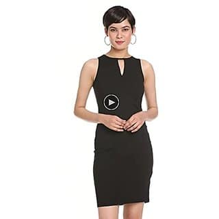 Miss Chase Womens Super Comfortable Black Solid Sleeveless Round Neck Mini Bodycon Dress with Zip Closure view 2