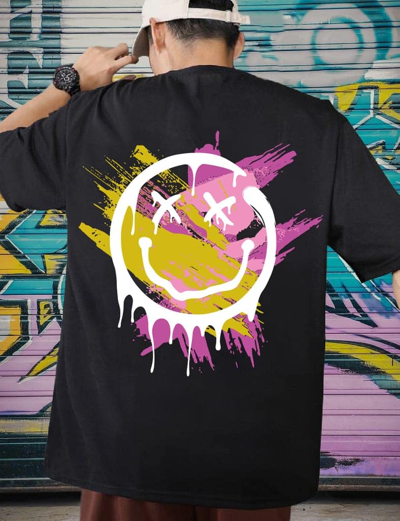 SCOTT FINCHER Men's Nirvana Smiley Face T-Shirt, Black : AA(ARN)BLACK_261