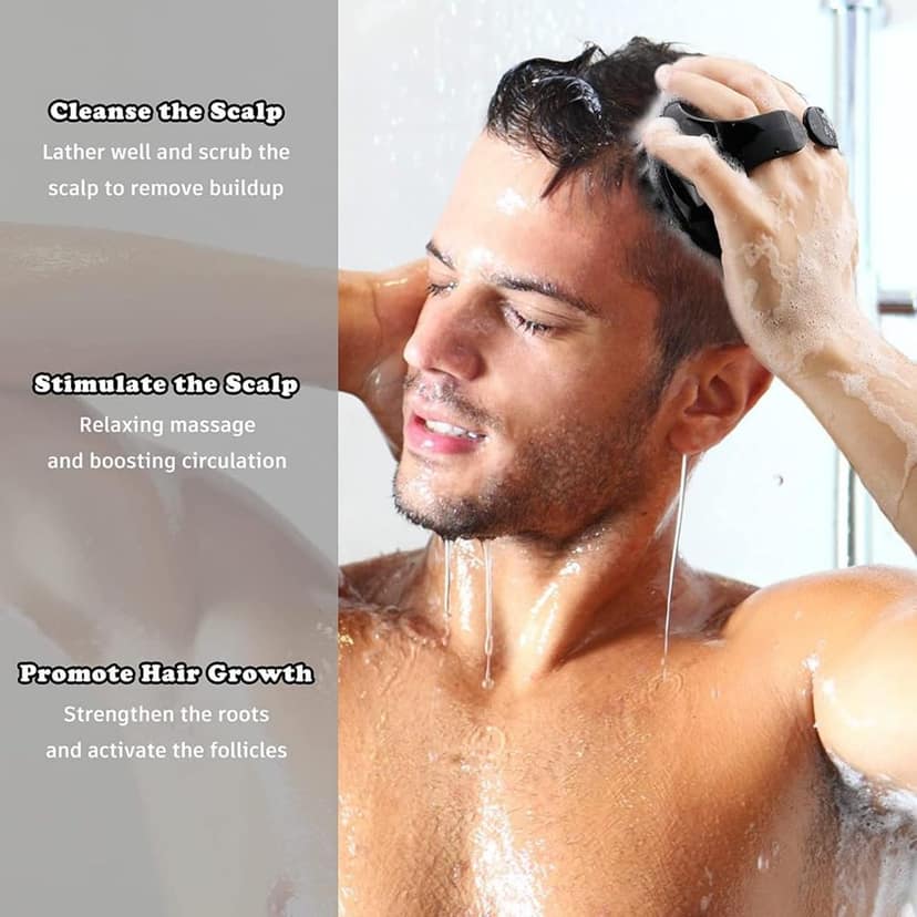 AILEXIM Hair Scalp Manual Massager Shampoo Hair Brush with Soft Silicone Bristles for Anti Dandruff, Exfoliating Care | For All Hair Type, Manual Hair Massager view 8