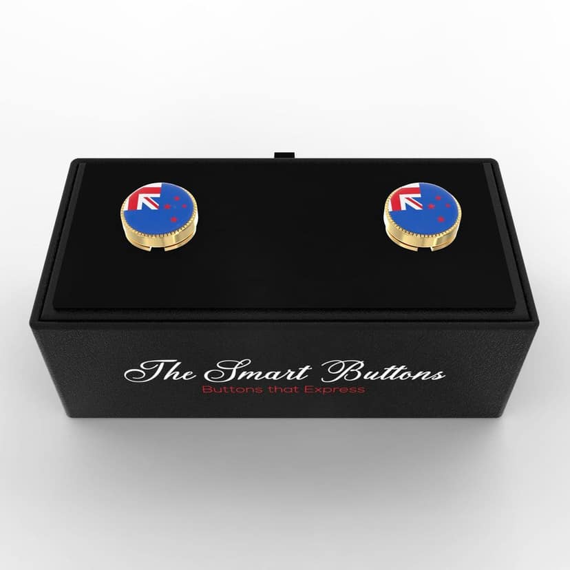The Smart Buttons - Shirt Button Cover Cufflinks for Men - New Zealand Flag view 3