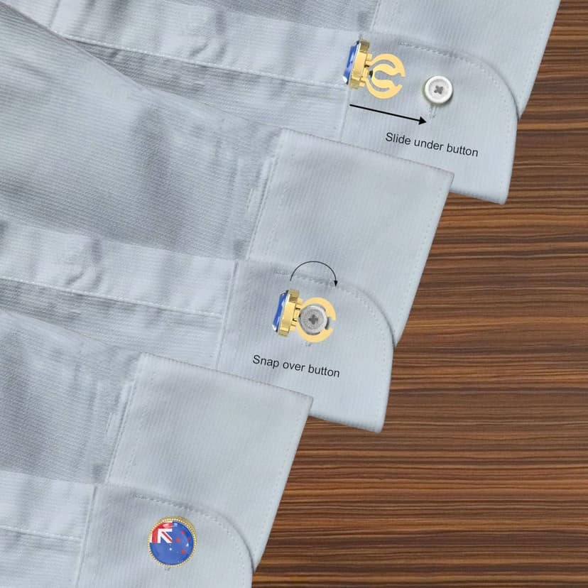 The Smart Buttons - Shirt Button Cover Cufflinks for Men - New Zealand Flag view 5