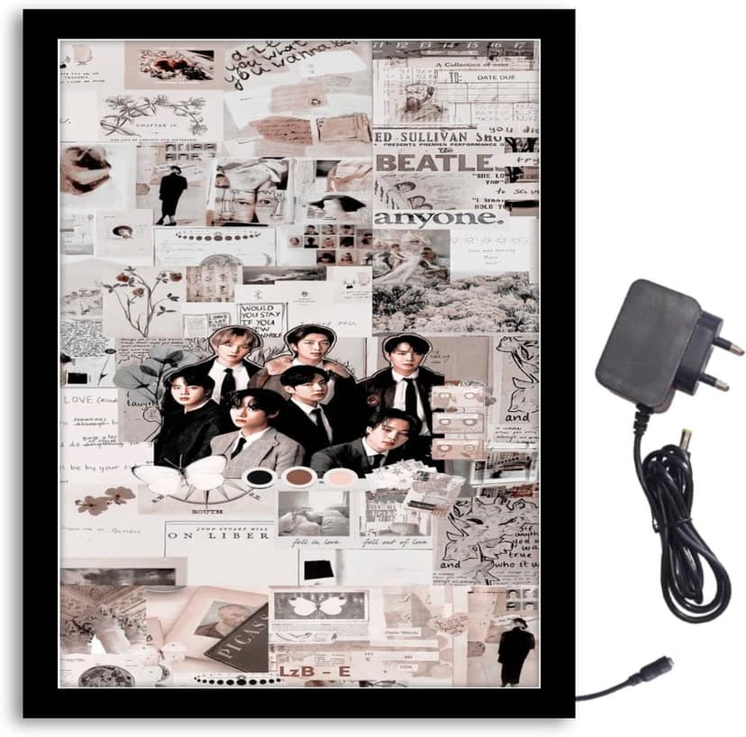 NOKKES Bts Team Light Photo Frame 8X10 inch Led Light photo Frame With Light Adaptor Led Light Photo Frame Black Color Photo Frame_AQW178