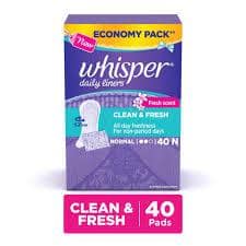 WHISPER DAILY LINERS C LEAN AND FRESH 40 N