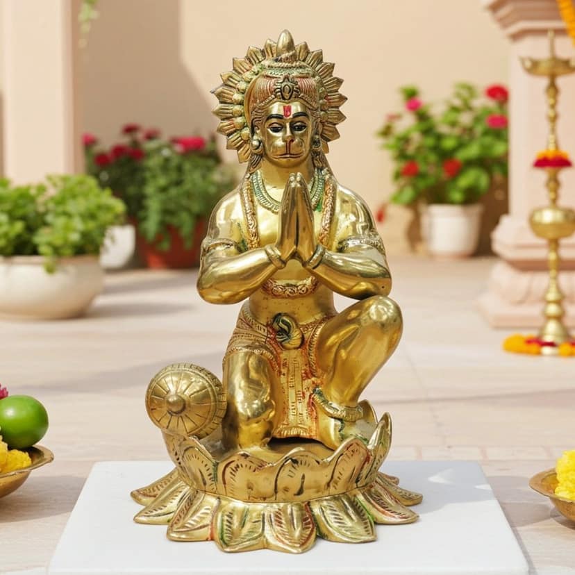 Brass Hanuman Ji Idol Statue - Devotional Gift Item, Height : 15 Inch (BSMAS1419 H)