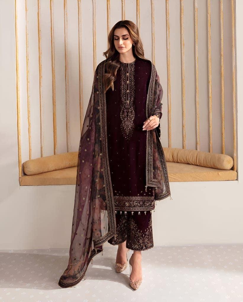 Red Maroon Ready to wear indian salwar kameez Dupatta for women anarkali designer pakistani dresses Festival 3 piece view 4