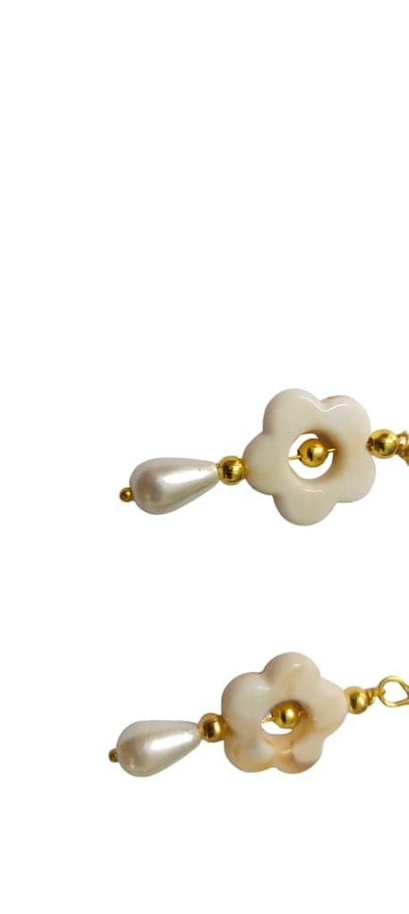 Floral Drop Earrings with Pearl Accents view 3