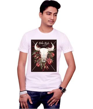 Nityanand Enterprises White Cotton Blend T-Shirt