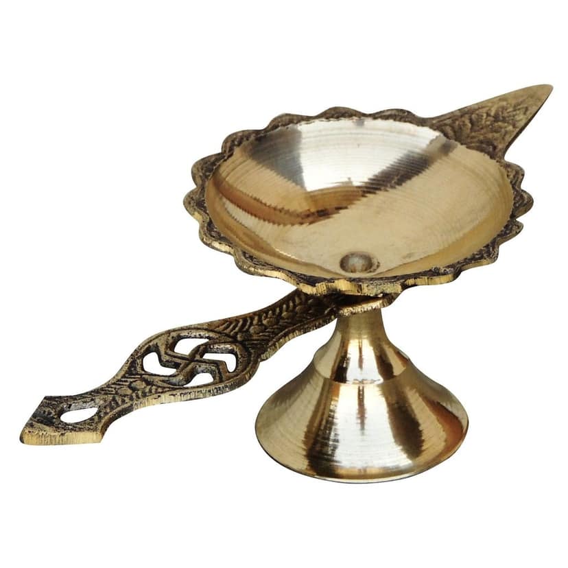Brass Swastic Deepak No. 2 (ZMAS144 C) view 2