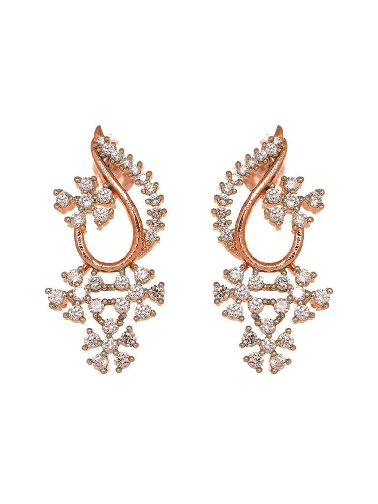Rosegold Plated AD studded Necklace Earrings Jewellery Set view 7