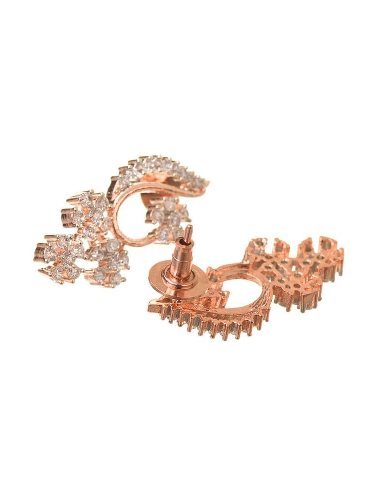Rosegold Plated AD studded Necklace Earrings Jewellery Set view 8
