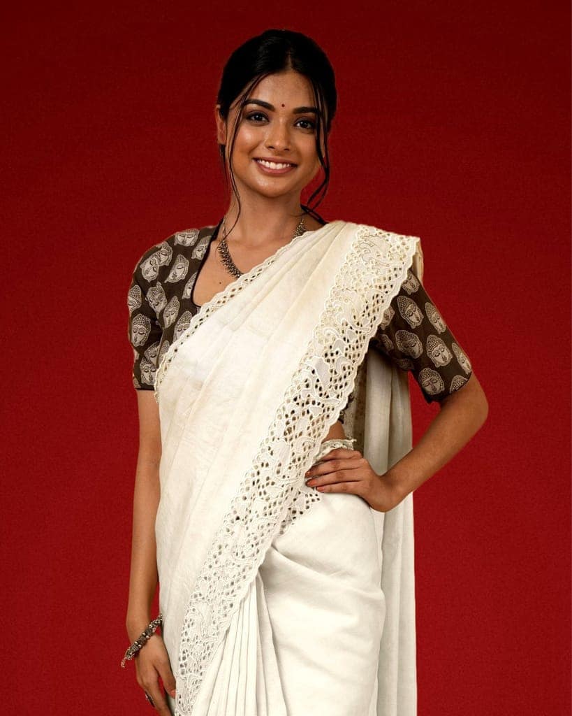 Silkmark Certified Pure Tussar Hand Cutwork Beige Saree (Tussar by Tussar Fabric)-9328 view 6