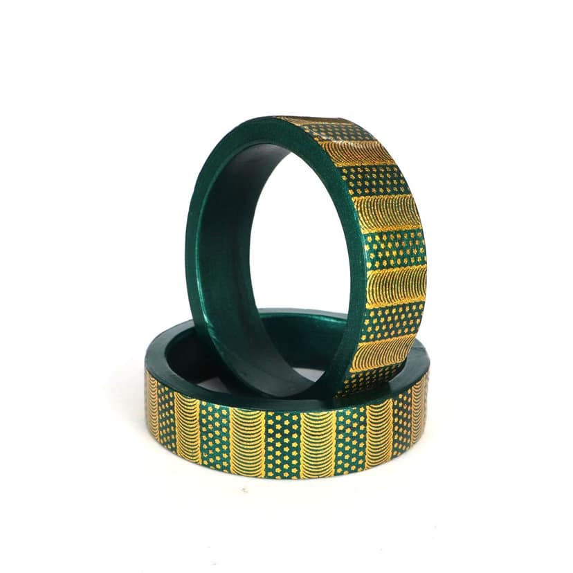 FHS traditional Handmade Lac Bangle - Green view 3