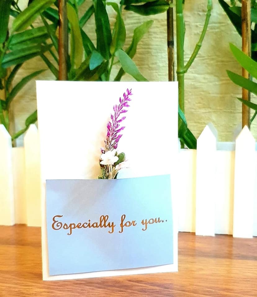 Rack Jack Handmade Artifical Flowers Greeting Card - Floral Pocket - Blue view 2