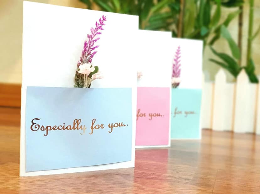 Rack Jack Handmade Artifical Flowers Greeting Card - Floral Pocket - Blue view 3