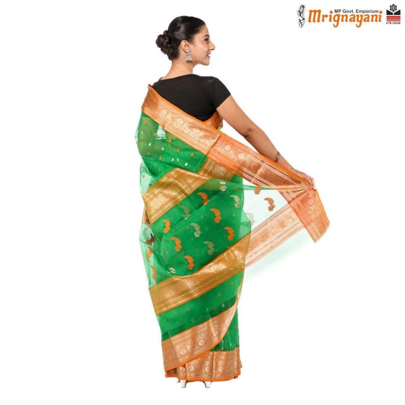 HANDLOOM CHANDERI SILK PARTY WEAR SAREE WITH BLOUSE ( SKU - 1SC112310522, SAREE - 1004 ) view 3