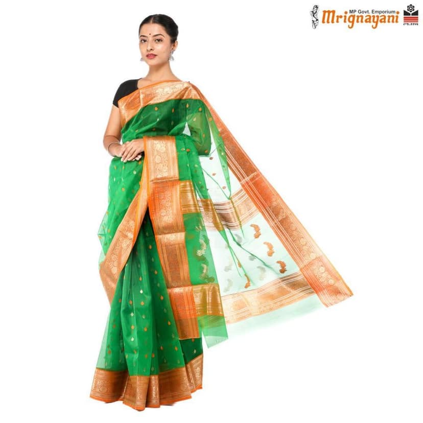 HANDLOOM CHANDERI SILK PARTY WEAR SAREE WITH BLOUSE ( SKU - 1SC112310522, SAREE - 1004 ) view 4