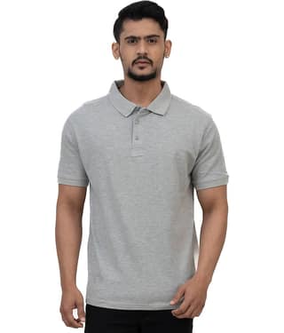 Cotstyle Pack of 1 Cotton Blend Regular Fit Self Design Half Sleeves Men's Polo T Shirt ( Grey )