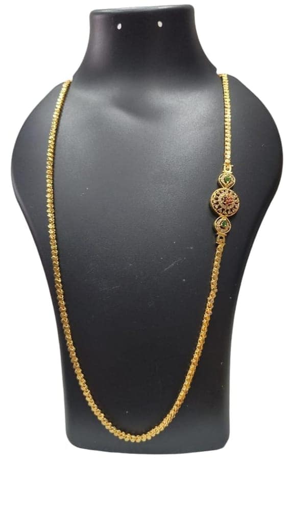 Gold Plated Long Necklace Temple Jewellery Chain for Women view 4