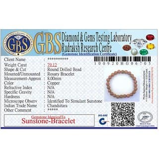 KESAR ZEMS SunStone Stretchable Bracelet With Certificate For Unisex (10 x 2 x 1 CM) Copper colore.