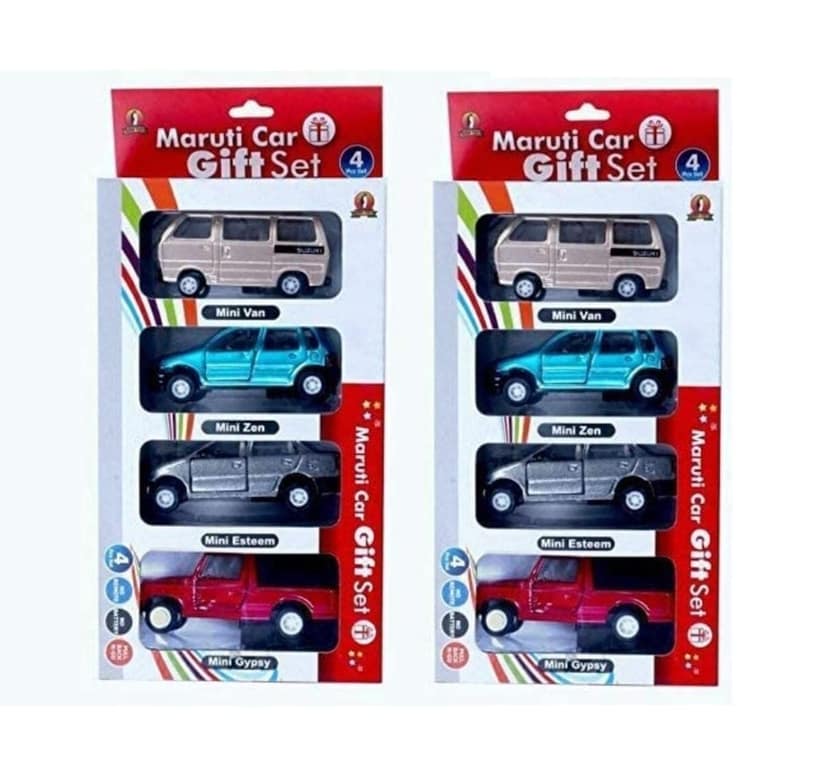 Cube Play Mehtab Pull Back Plastic Maruti Set Car Toy Perfect for Kids Fun (Pack of 2, 8 Piece, Multicolor)