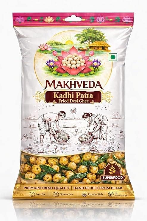 MAKHVEDA - Roasted Kadi Patta Fried Makhana| Desi Ghee Roasted | Premium Jumbo Phool Makhana | Healthy Snack | Fox Nuts | Lotus Seeds | Desi Superfood | Upwas Special | Vrat Makhana