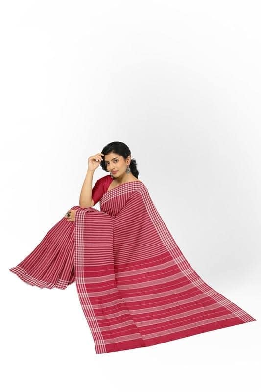 APCO Handloom (A Andhra Pradesh Govt Emporium)- Women's Traditional Pure Handloom Bandar/Polavaram Red Cotton Saree | PBS0034 view 4