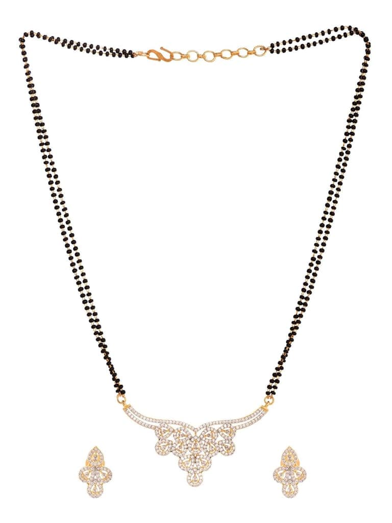 Gold Plated Black & White AD Studded & Beaded Mangalsutra Earrings view 4