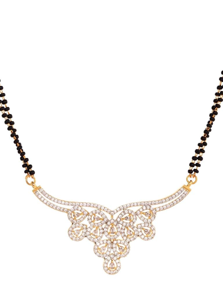Gold Plated Black & White AD Studded & Beaded Mangalsutra Earrings view 5