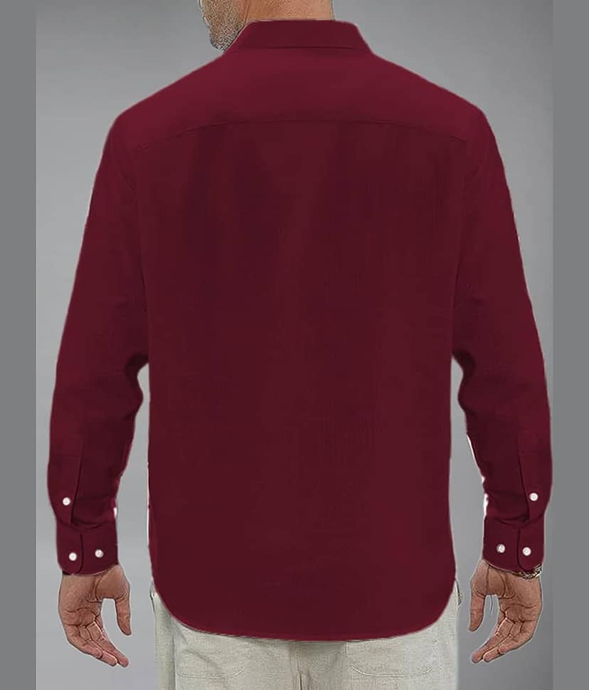 BHUVIKOO Cotton Blend Slim Fit Solids Full Sleeves Men's Casual Shirt - Maroon ( Pack of 1 ) view 2