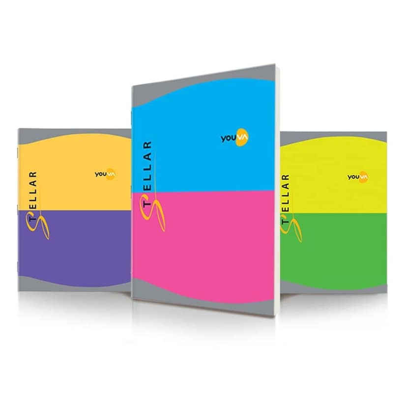 Navneet Youva Stellar | Soft Bound Long Book | A4 Size 21 cm x 29.7 cm | Single Line | 228 Pages | Pack of 3, Multicolor, (23962)