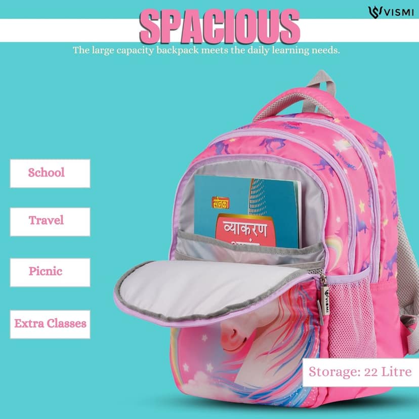 VISMIINTREND School Backpack Bags for Kids | School Bags | Water Resistant | Casual | Picnic | Travel | 5 to 10 Years School Backpack | Bag for Boys | Girls view 3