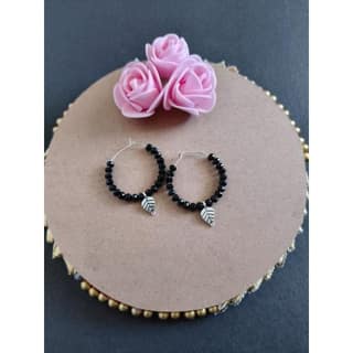 Crystal with Leaf Charm Earings