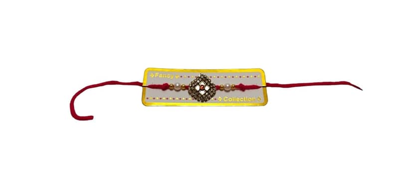 Rhinestone and Pearl Studded Rakhi for Raksha Bandhan view 2